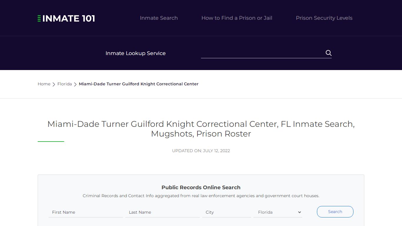 Miami-Dade Turner Guilford Knight Correctional Center - Inmate101